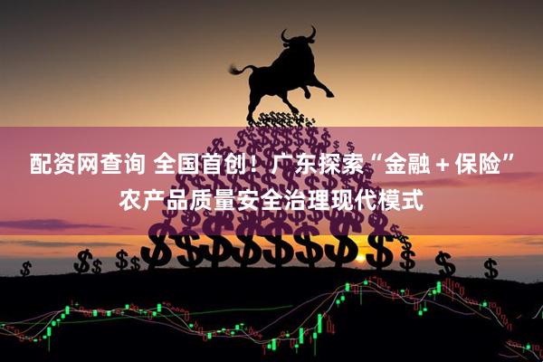 配资网查询 全国首创！广东探索“金融＋保险”农产品质量安全治理现代模式